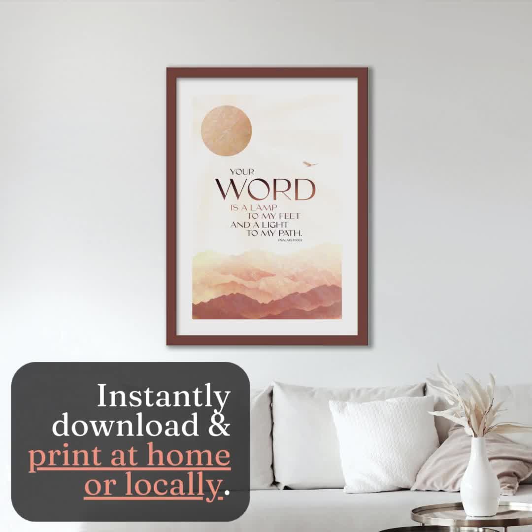 Your Word is a Lamp to My Feet and a Light to My Path, Psalms 119 105 Bible  Verse Wall Art, Scripture Wall Decor, Large Scripture Wall Art, image size:1080x1080