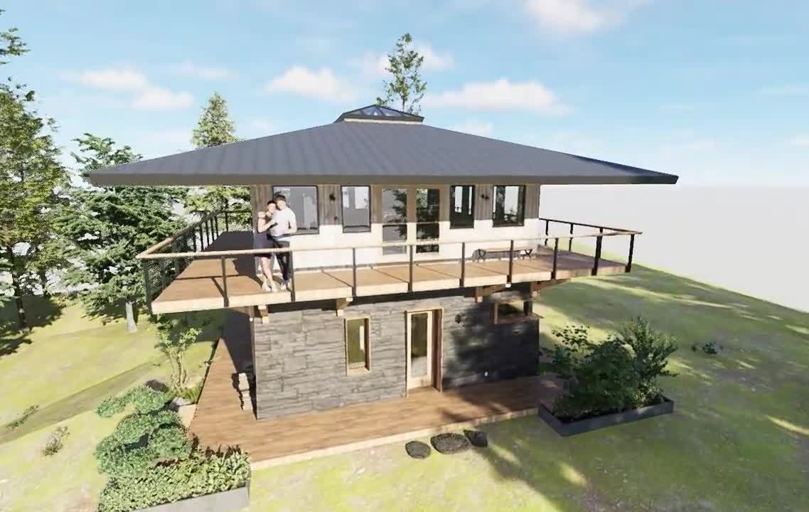 Smokey Cabin 2.0 - 25' X 25' Lookout Cabin - 2 Bedroom House Smokey Cabin 2.0 - 25' X 25' Lookout Cabin - 2 Bedroom House
