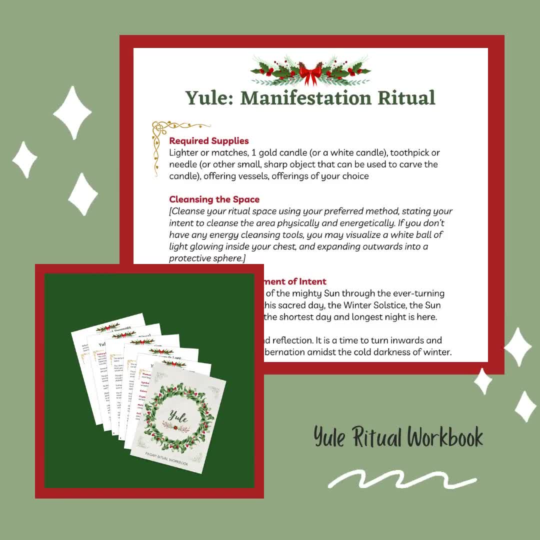 Yule Ritual Workbook, Winter Solstice Ritual for Solitary / Eclectic  Pagans, 21 Pages, Printable PDF [DIGITAL DOWNLOAD]