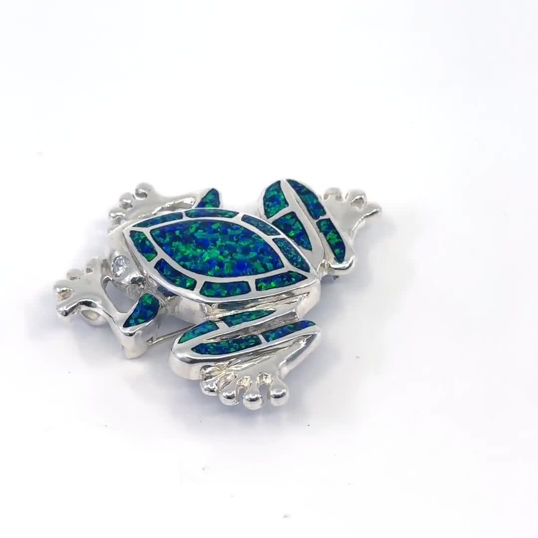 Broche En Argent Sterling 925 Grenouille En Nacre Naturelle - Bijou Détailé Multicolore Neuf