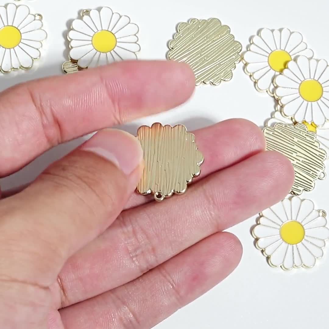 Alloy Daisy Charms - Zinc Alloy Daisy Earrings - Daisy Enamel