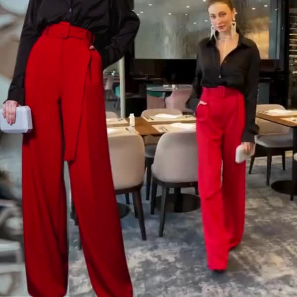 Red Palazzo Pants, Red Womens Pants, Wide Leg Pants - Etsy