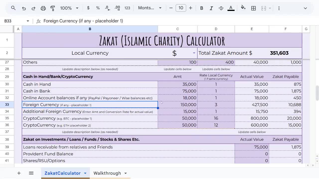 Zakat Calculator: Islamic Charity Tracker for all Asset classes including  Cryptocurrency & Farm (Digital Download)