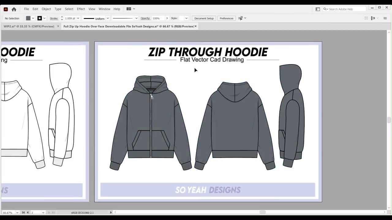 【GRAVER】24FW★ Graphic Sketch Sweatshirt Crew Neck Sweatshirt Fashion Flat Vector CAD for Adobe