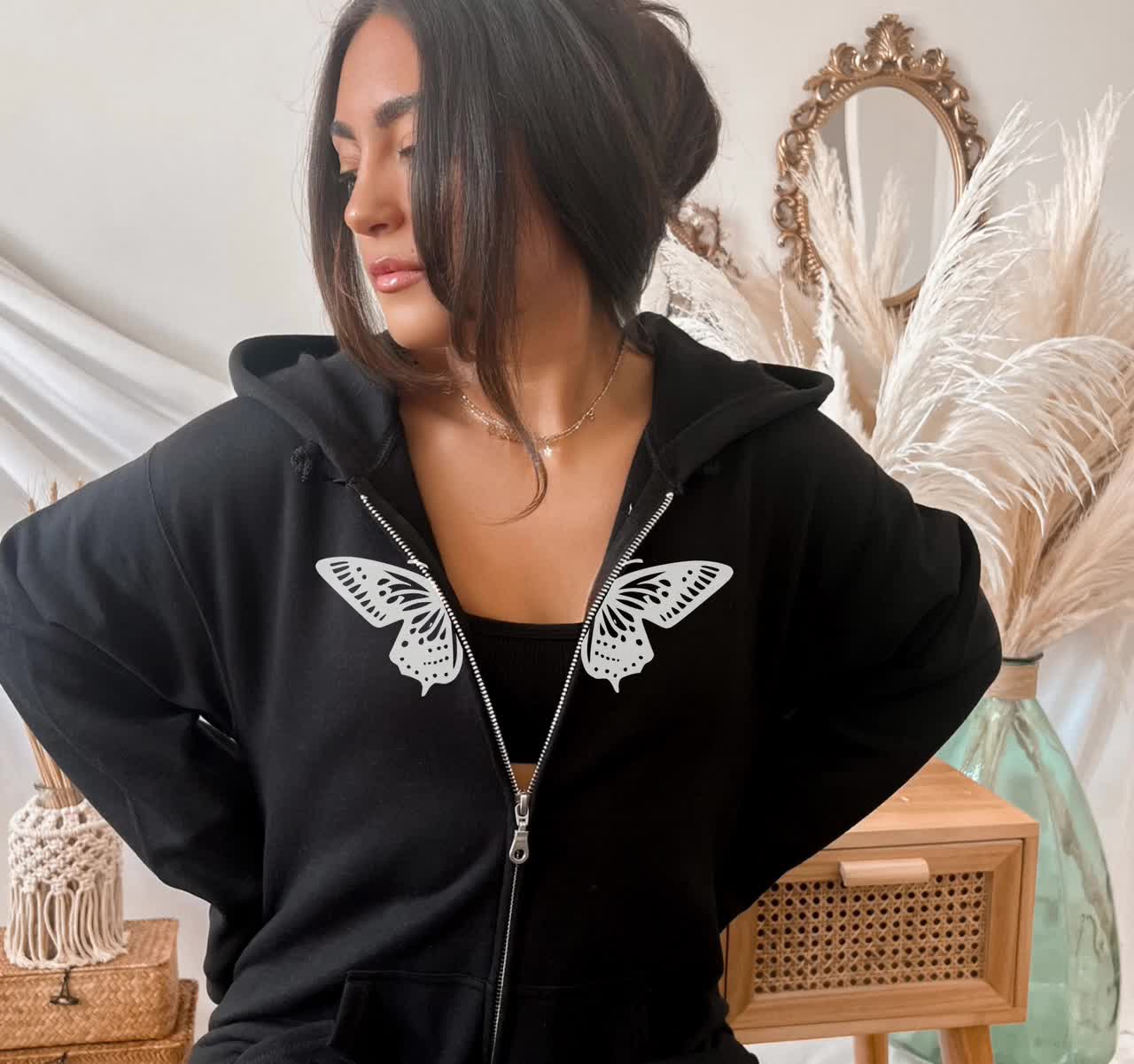 Zip up Hoodie Y2k Sweatshirt Butterfly Hoodie Womens Trendy 