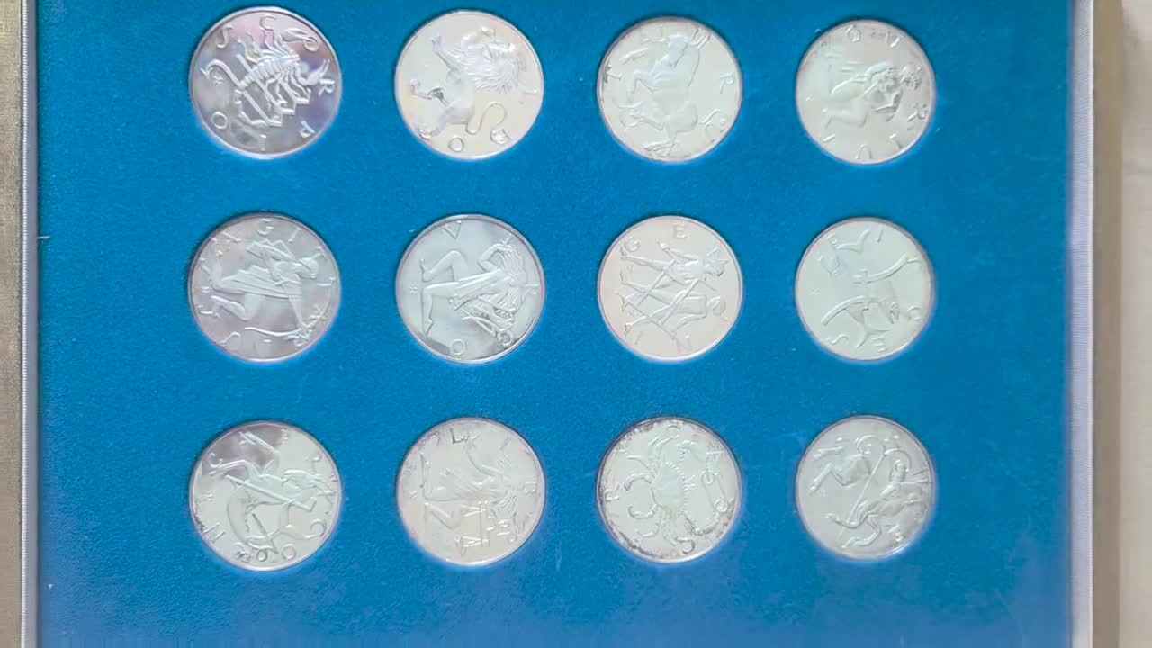 Franklin Mint Treasury of Zodiac Medals: Silver Coins, Collectible