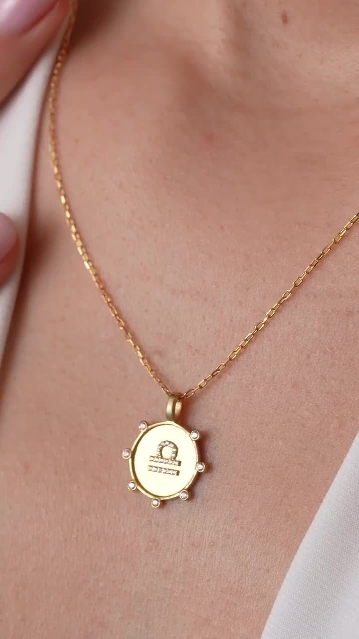 Leo Zodiac Astrology online Necklace Stunning Pendant Necklace in 14k 18k 10k Solid Gold, Custom Birthstone Jewelry Great Birthday Gift for Her