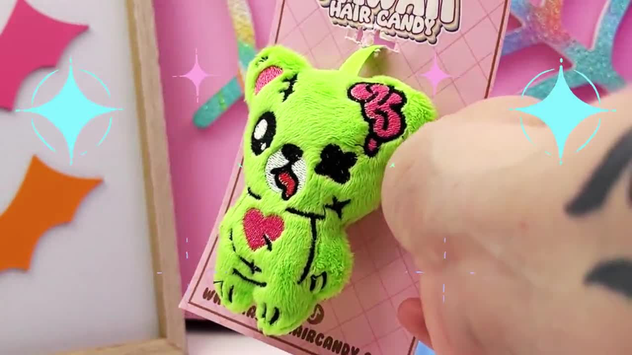 Creepy Cute Zombie Bear Plush Bag Charm Keychain, Gurokawa