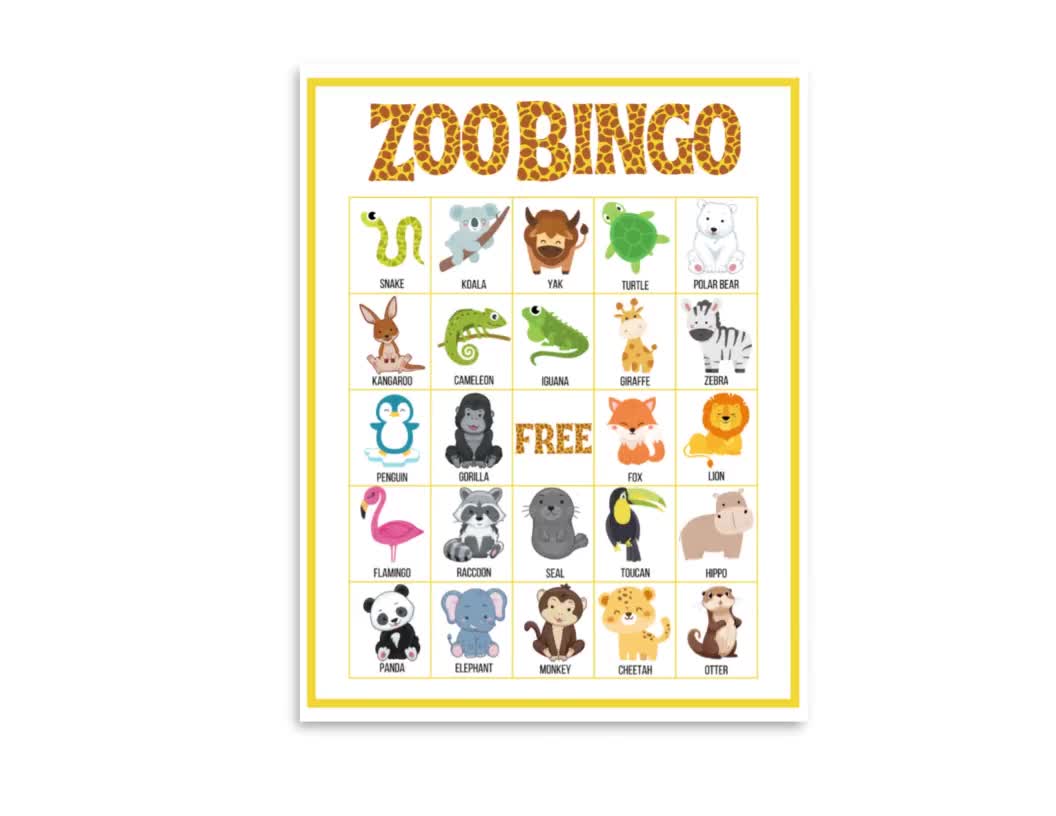 Gaia zoo bingo Card