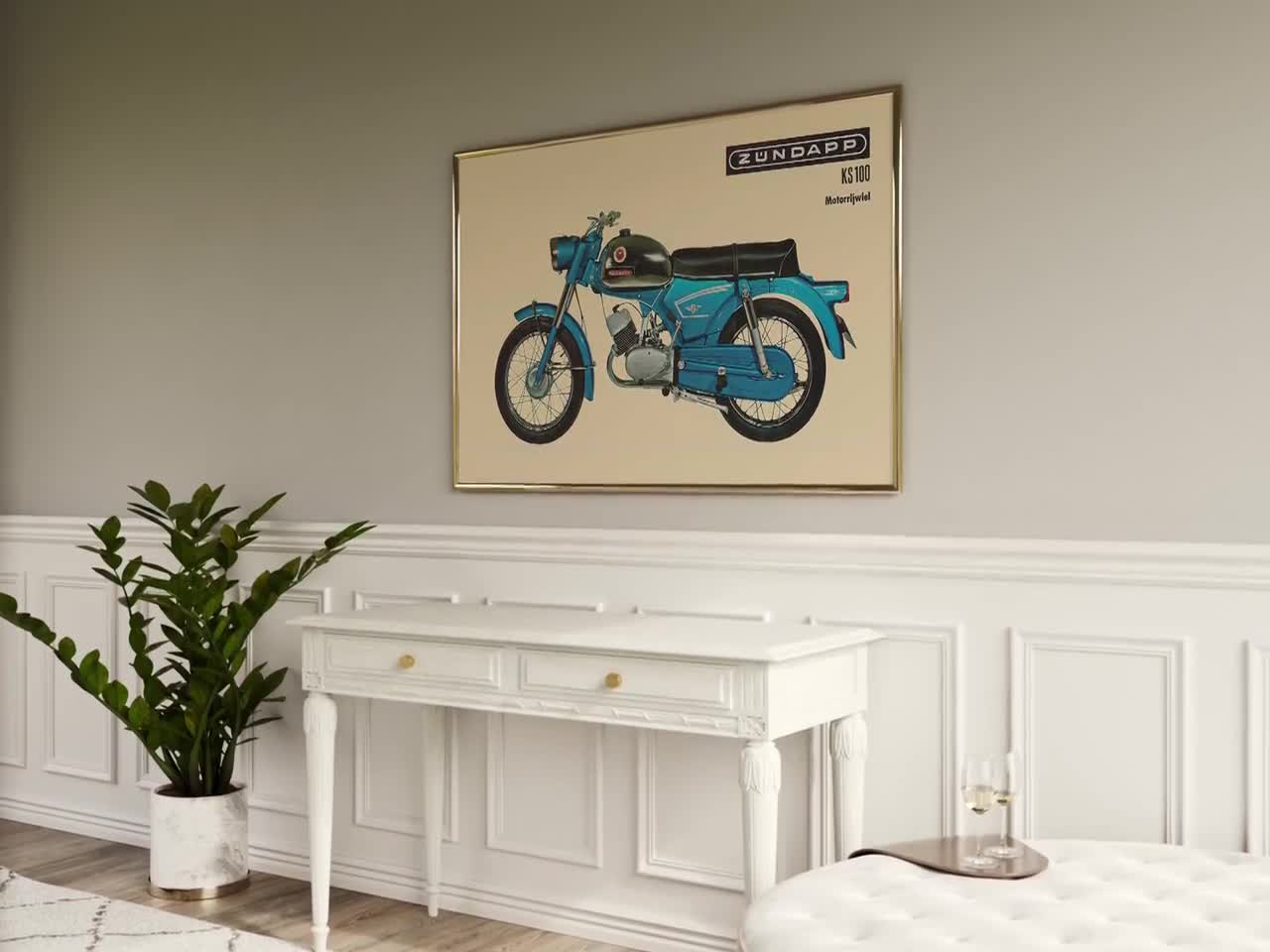 Poster Zündapp KS601 Motorrad Werbung Deutschland Vintage Oldtimer Art Wall Print Home Decor Plakat Kunstdruck
