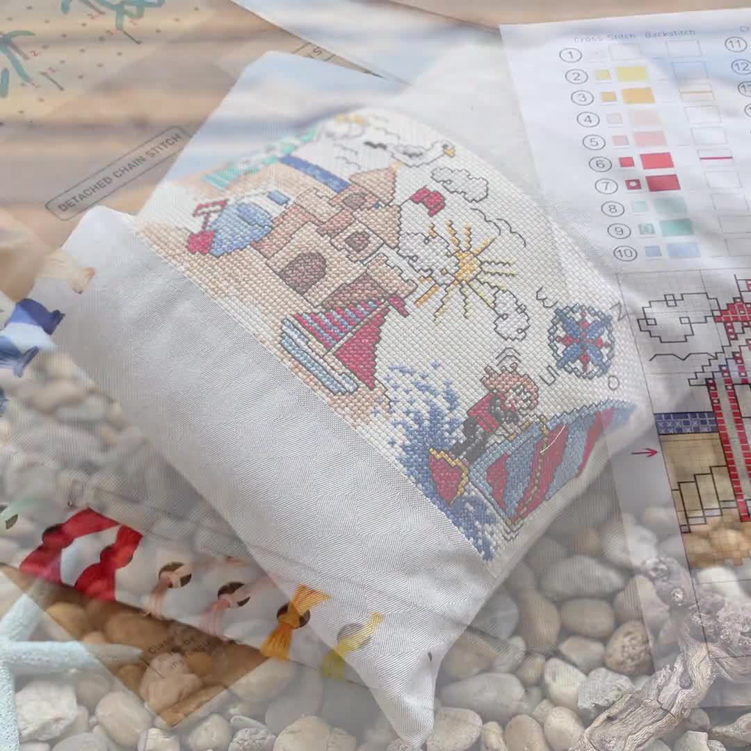 Buy wholesale Beach Time Cross Stitch DIY Tote Bag Kit, 37 x 40 cm