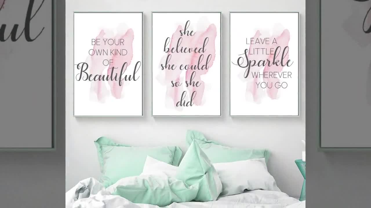 Teen Girl Room Decor, Modern Wall Art for Girl, Pineapple Print, Tween Room  Decor, Peace Sign Art, Quote for Girl, Set of 3 Prints or Canvas 