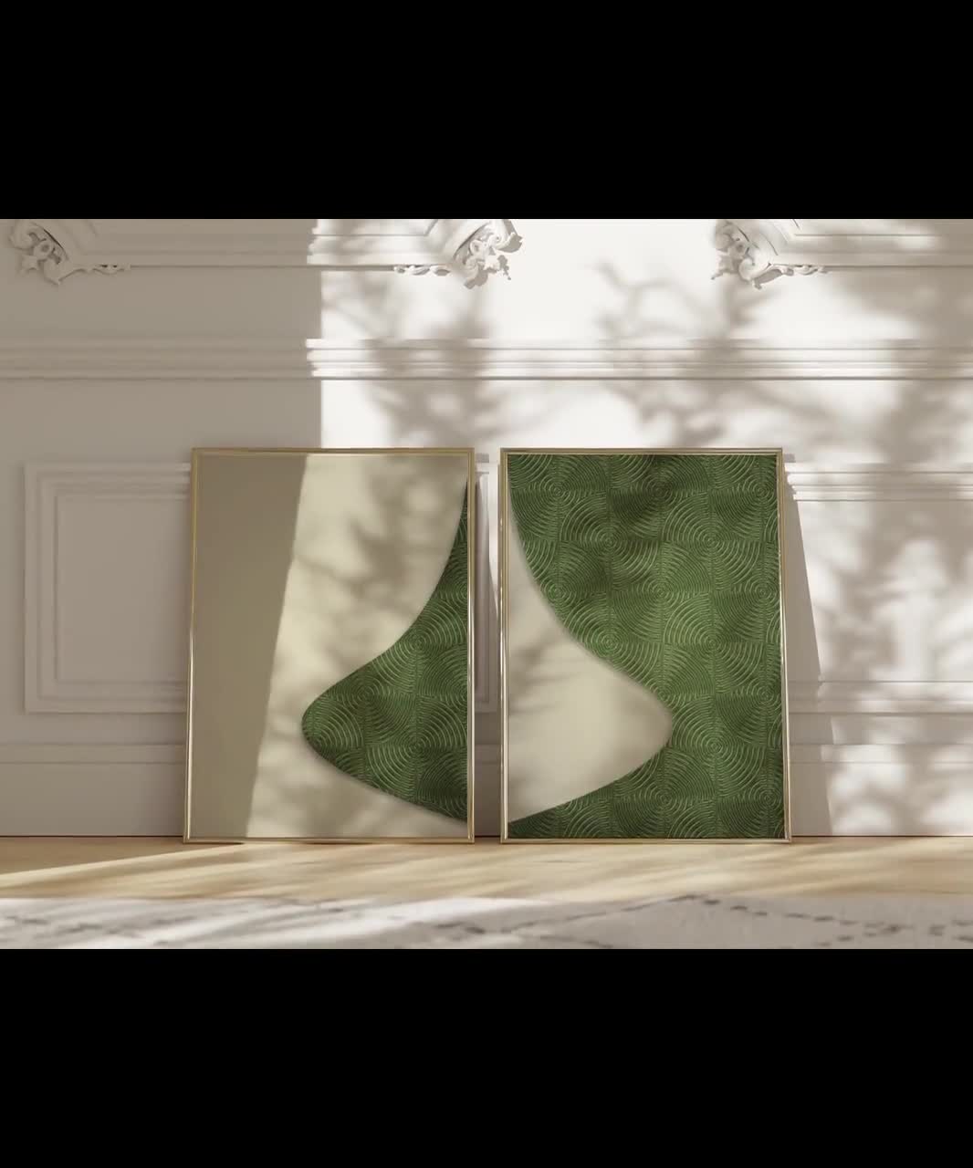 2 Piece Oversized Dark Green Digital Prints, Minimalist