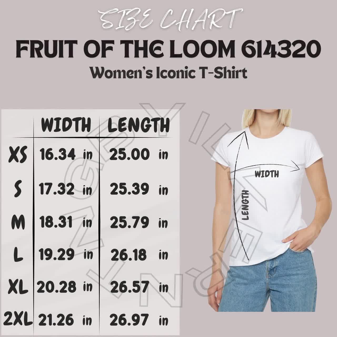 Fruit of the Loom 614320 Size Chart | Size Chart for Women's