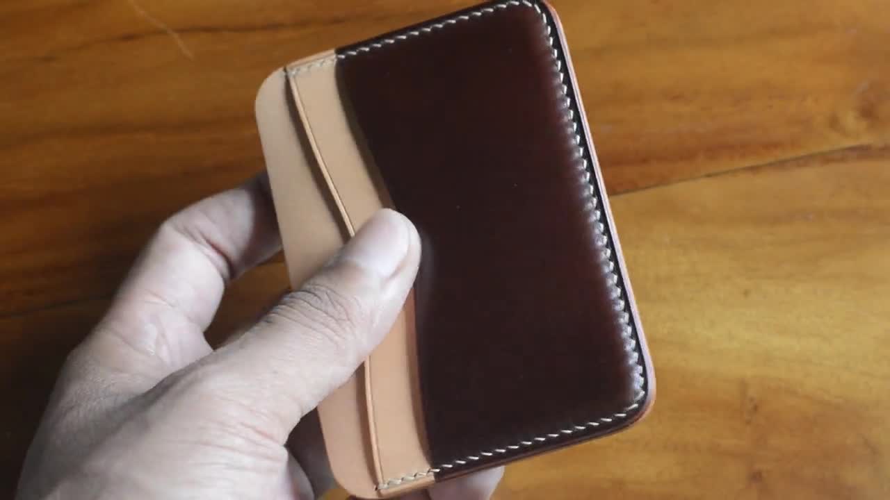 El Hidalgo shops - Minimalist Rocado Shell Cordovan leather Cardholder, slim wallet, thin, men, front pocket, edc, personalized