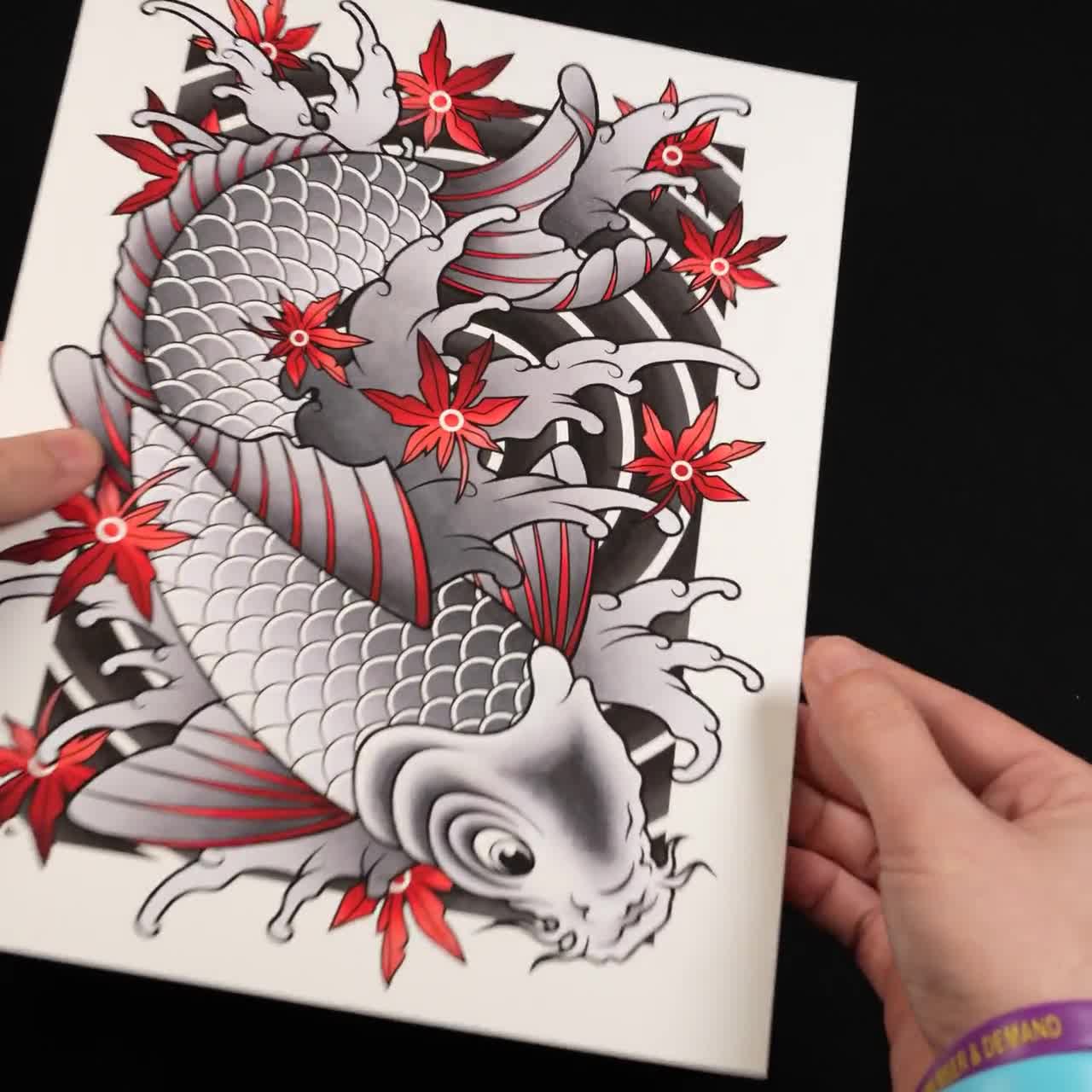 Koi Fish Tattoo Design White Background PNG File Download High Resolution -  Etsy