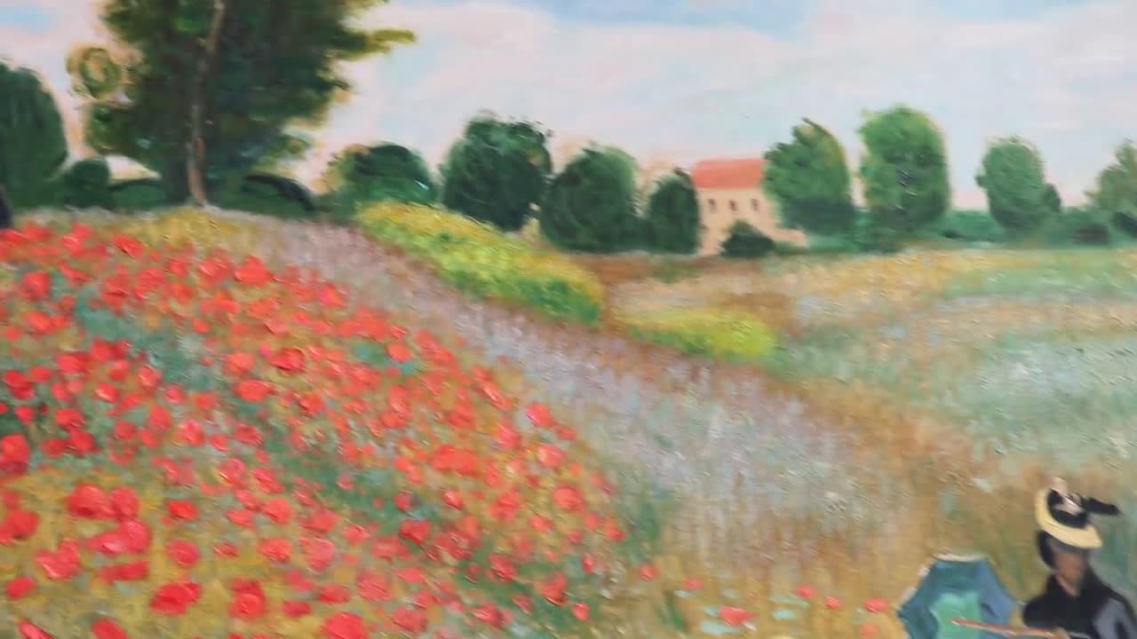 Field of Poppies, Argenteuil - Claude Monet hand-painted oil painting  reproduction, mother and child in atmosphere picturesque landscape art