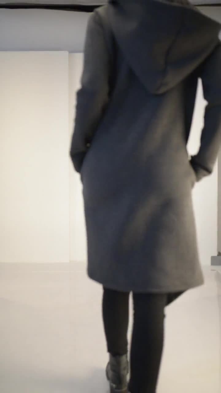 Cyberpunk Oversized Hoodie, Plus Size Hooded Coat, Asymmetrical