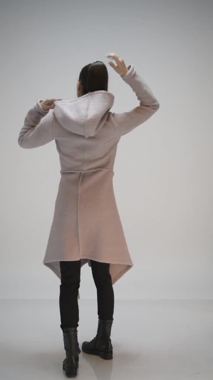 Hooded Coat, Women Winter Coat, Wool Coat, Plus Size Clothing