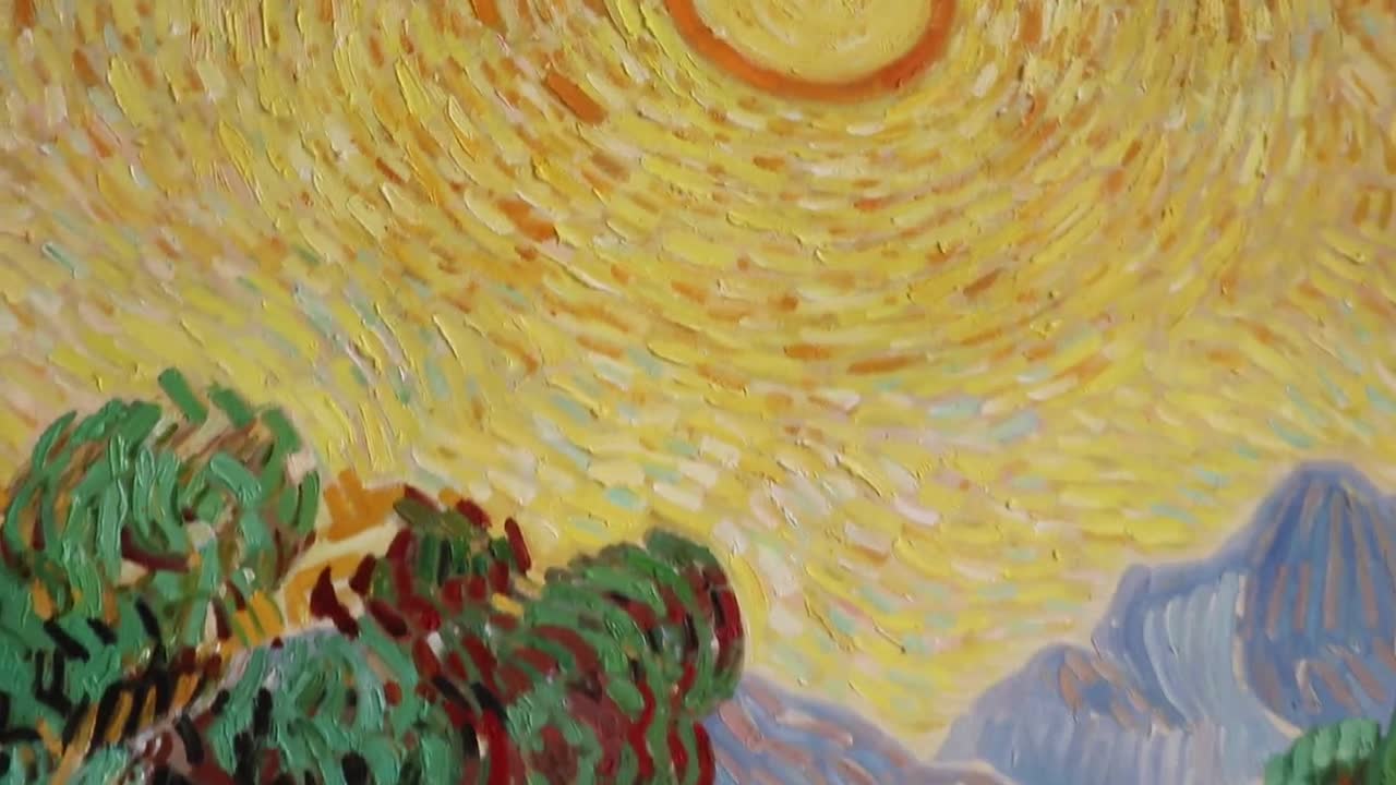 黄色い空と太陽のあるオリーブの木々 - ヴィンセント・ヴァン 黄色い空と太陽のあるオリーブの木々 - ヴィンセント・ヴァン