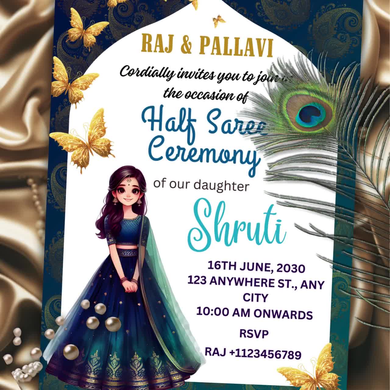 Half Saree Invitation 5x7