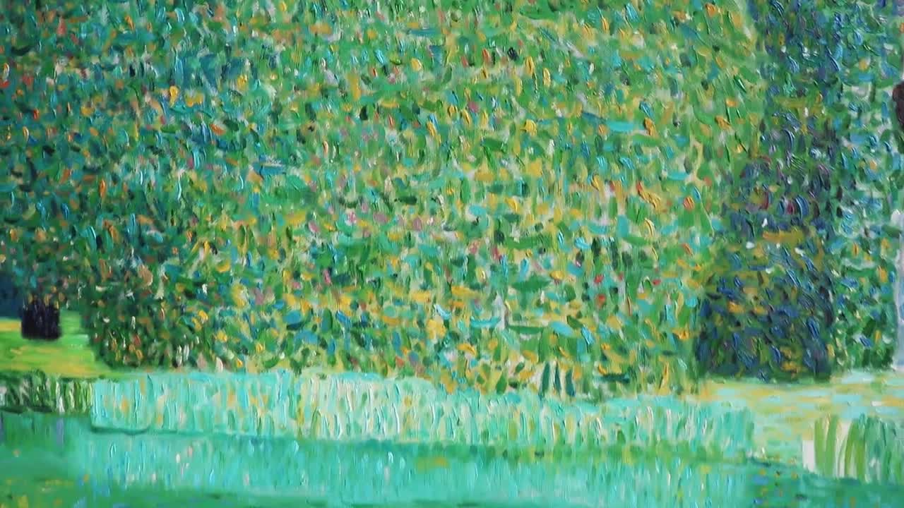 カマー城の公園 - グスタフ・クリムトの手描きの油絵複製、太陽の光と