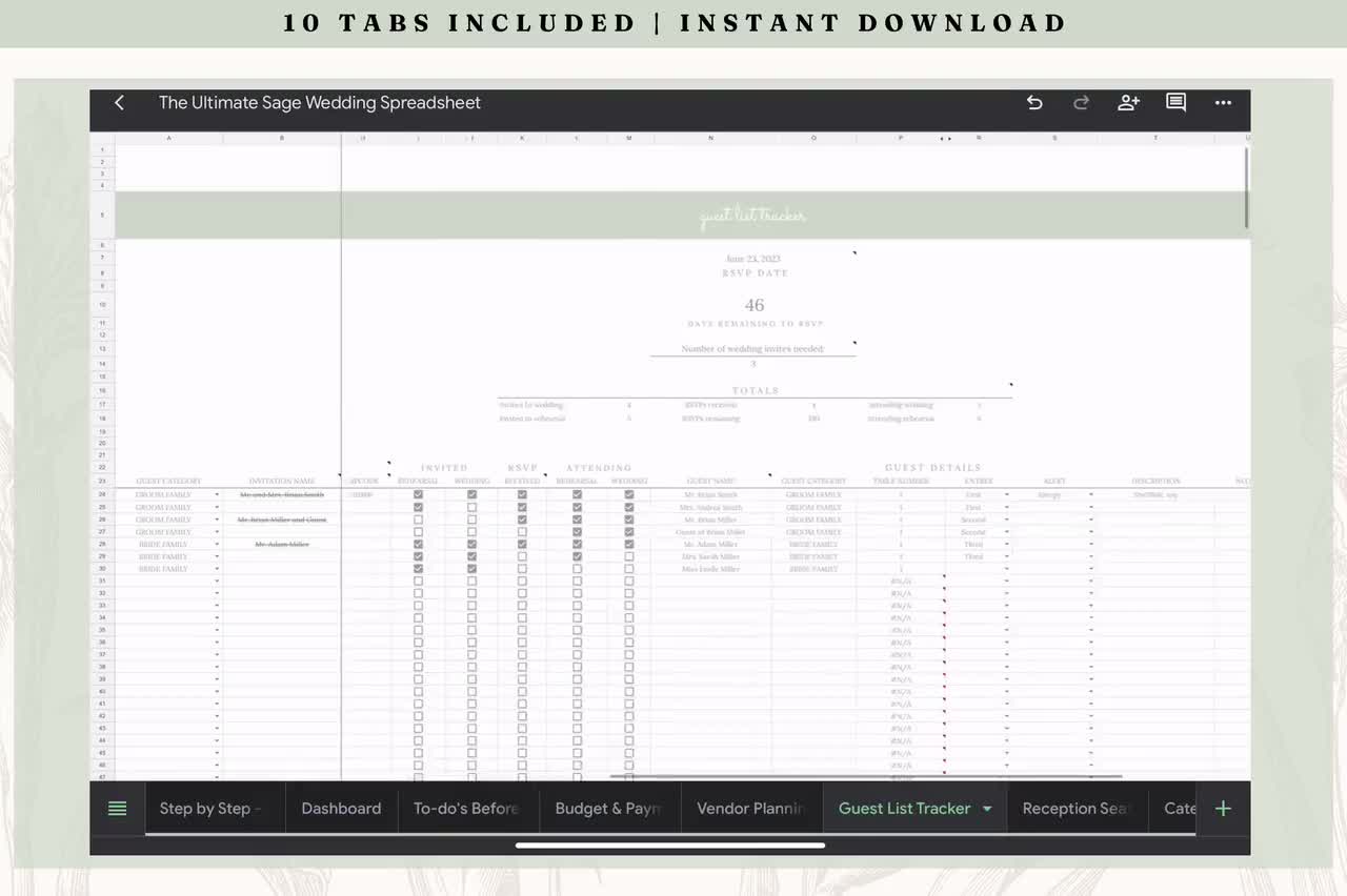 Digital Wedding Planner on Google Sheets: Budget spreadsheet, Timeline,  Checklist, Seating Plan, Gift, Guest & Expense Tracker, Downloadable