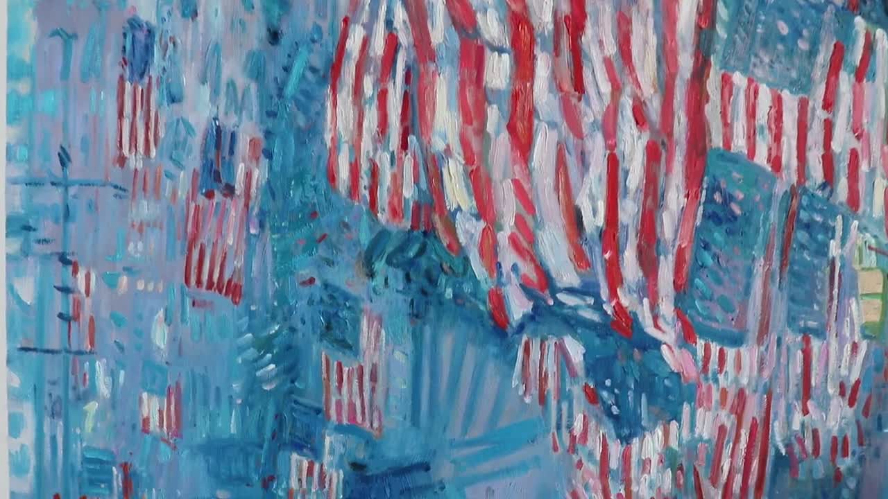 雨の街路 - フレデリック・チャイルド・ハッサムの手描き油絵