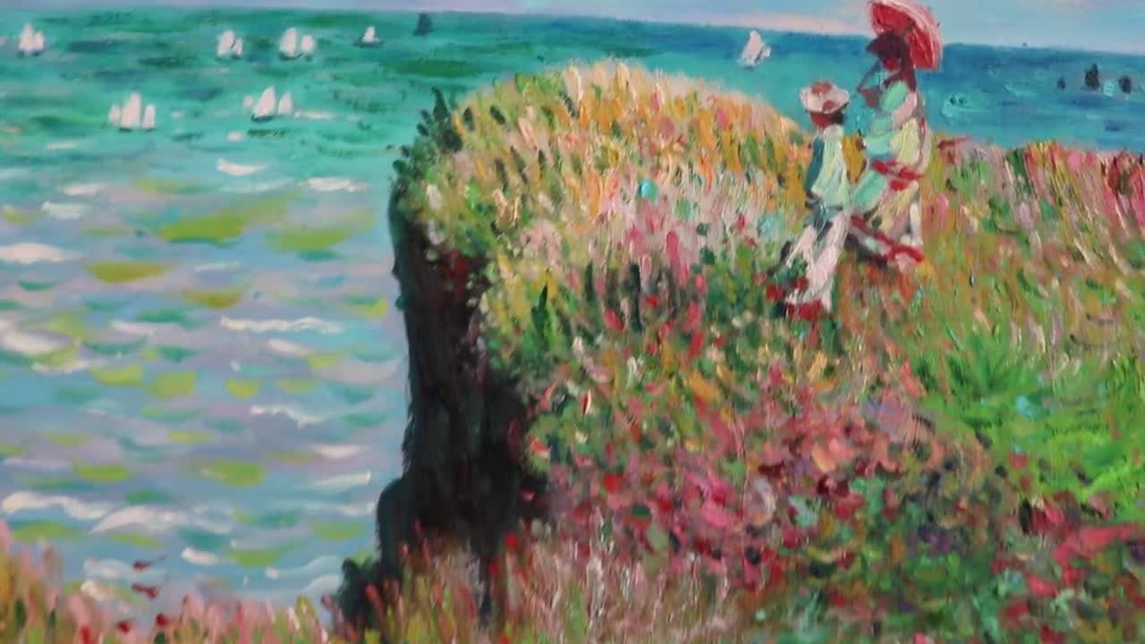 The Cliff Walk, Pourville - Claude Monet Hand-painted Oil The Cliff Walk, Pourville - Claude Monet Hand-painted Oil