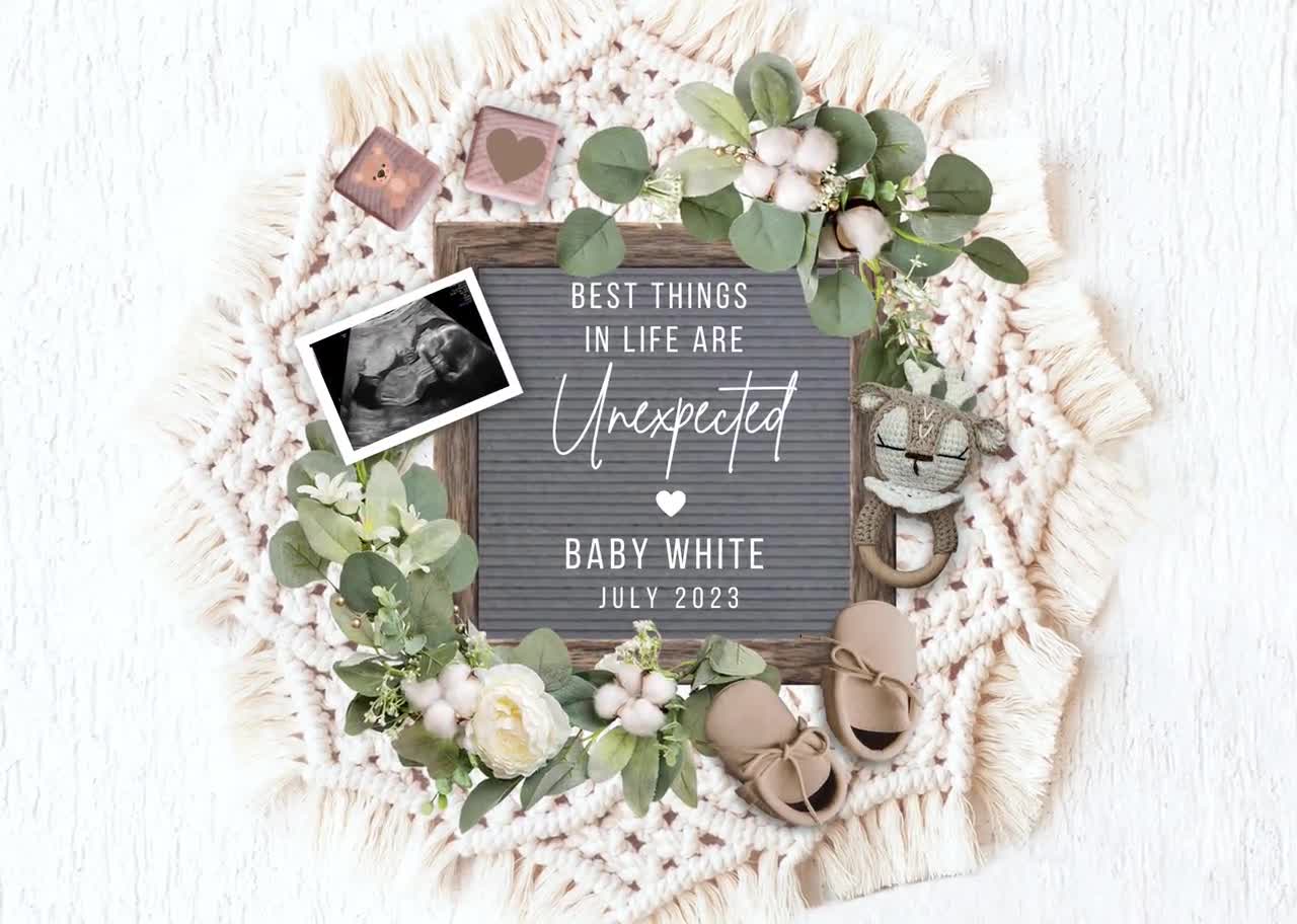 Best Things in Life Are Unexpected Baby Announcement, Neutral Pregnancy  Reveal Social Media, Digital Baby Reveal, Boho Pregnancy Flat Lay -   Norway