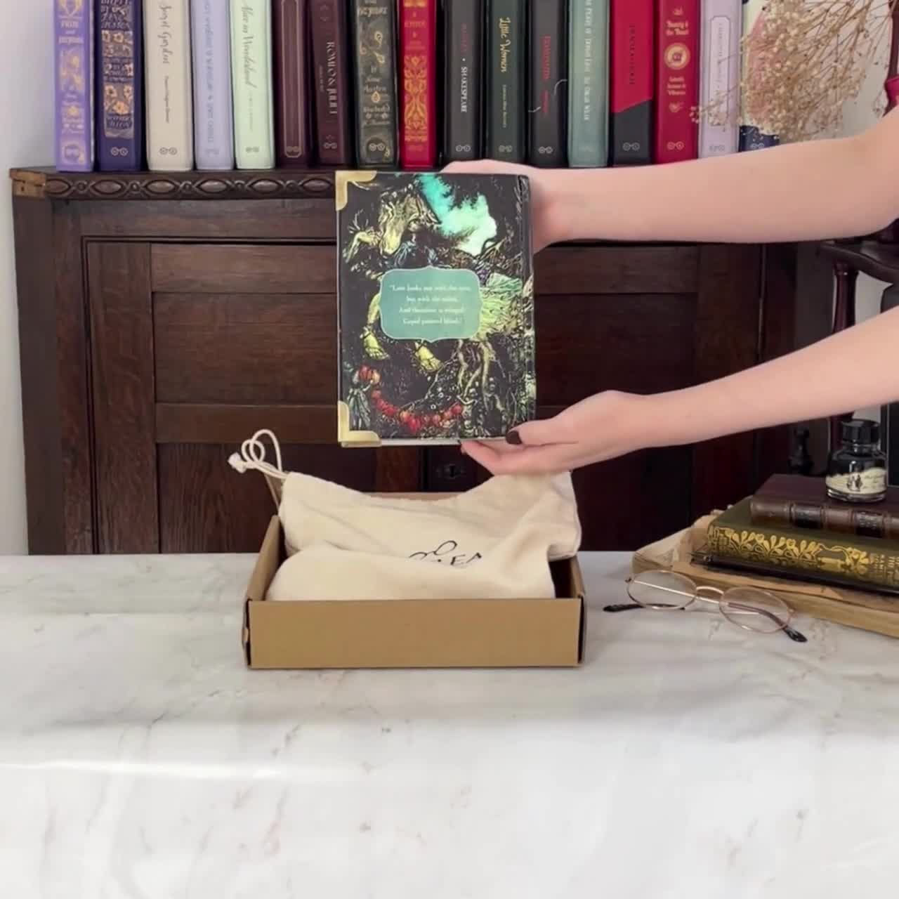 Borsa per libri, Pochette per libri da sogno di una notte di mezza estate,  Borsa per libri, Stile estivo, Regalo per gli amanti dei libri, Borsa a  forma di libro di Shakespeare, Topo di biblioteca