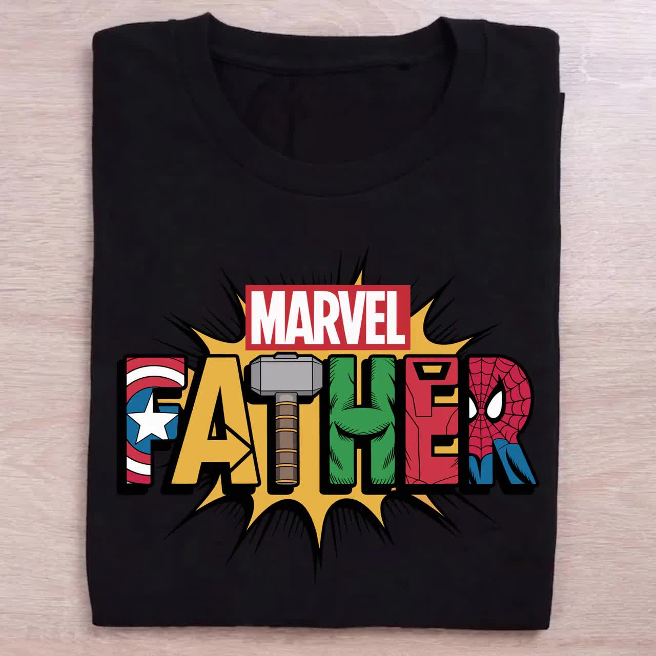 Marvel Father's Day T-Shirt PNG | Superhero Dad Shirt Design | Hulk, Thor, Captain America & Spider-Man Digital Download | Sublimation PNG video poster