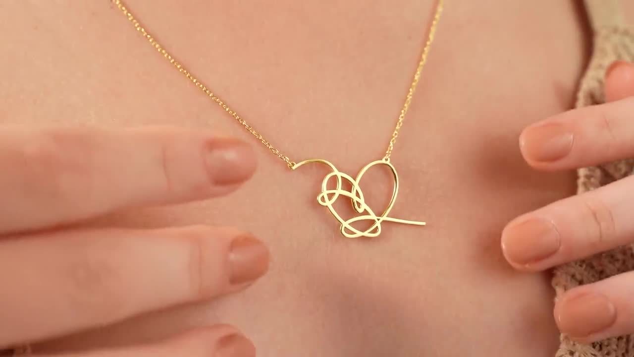 14k Gold BTS Love Yourself Heart Necklace K Pop BTS Minimalist Heart Jewelry BTs Fan Best Friend Gift BTS Army Love Birthday Gift