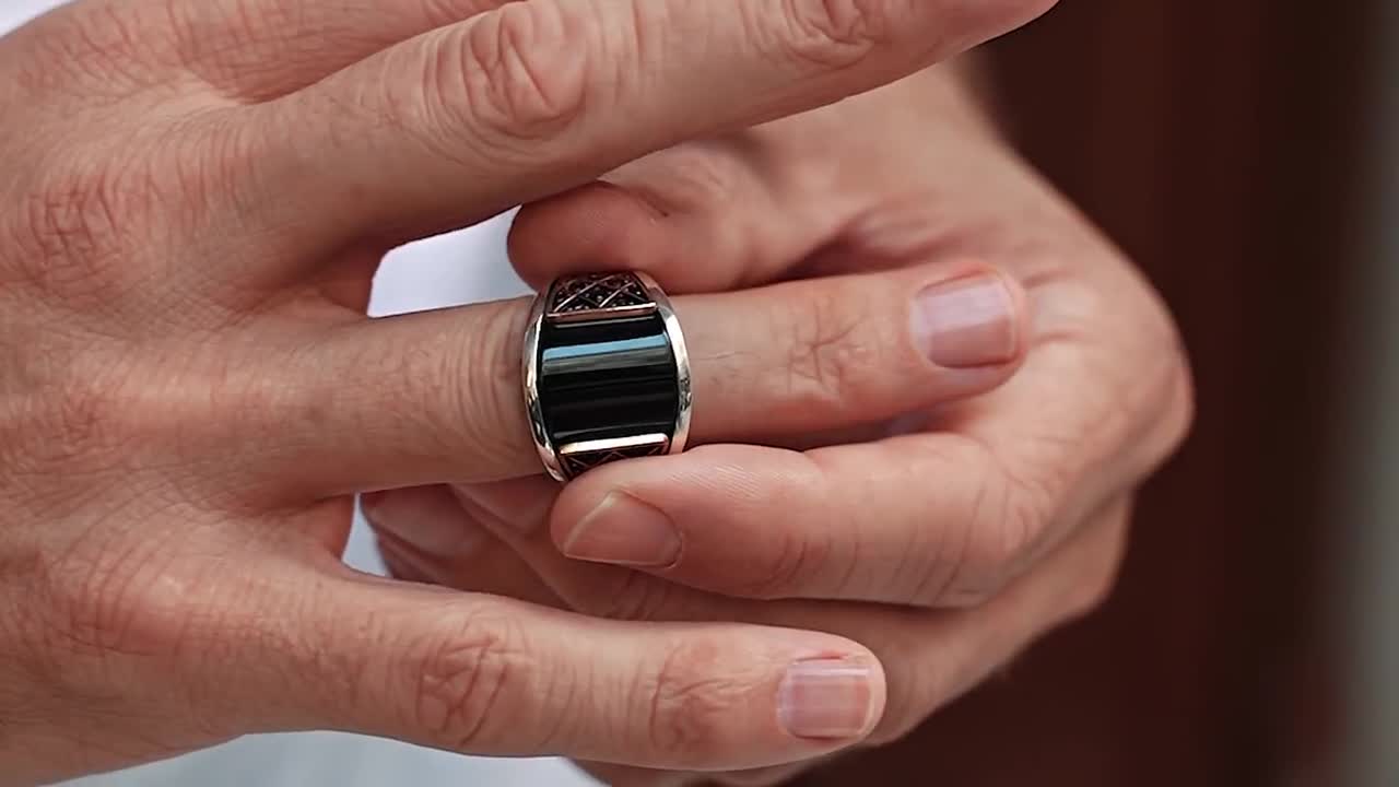 BLACK ONYX  Gemstone Statement Ring