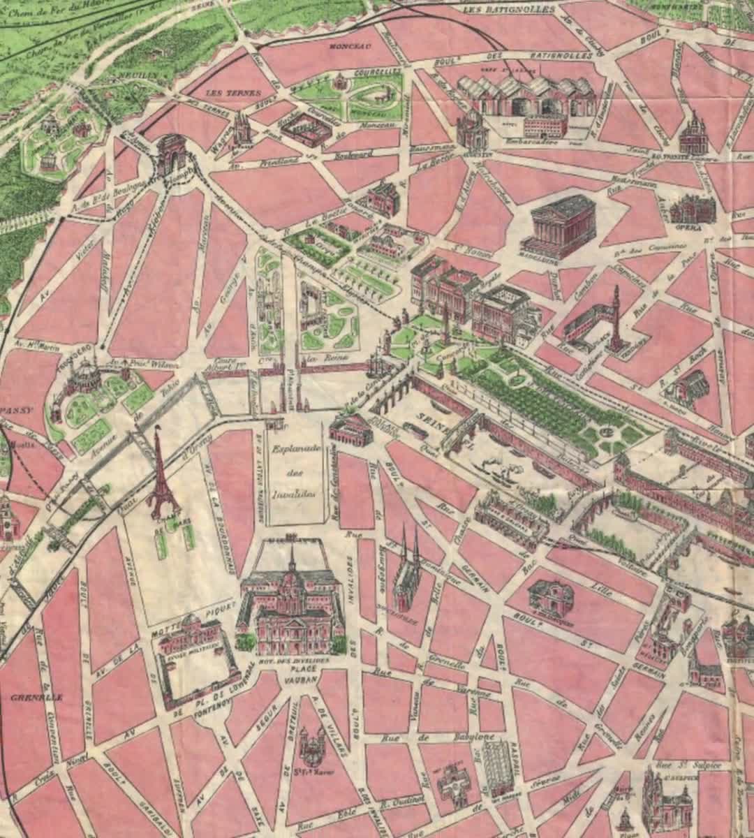 Vintage Paris Map: 1926 Antique Landmarks, Metro - Etsy