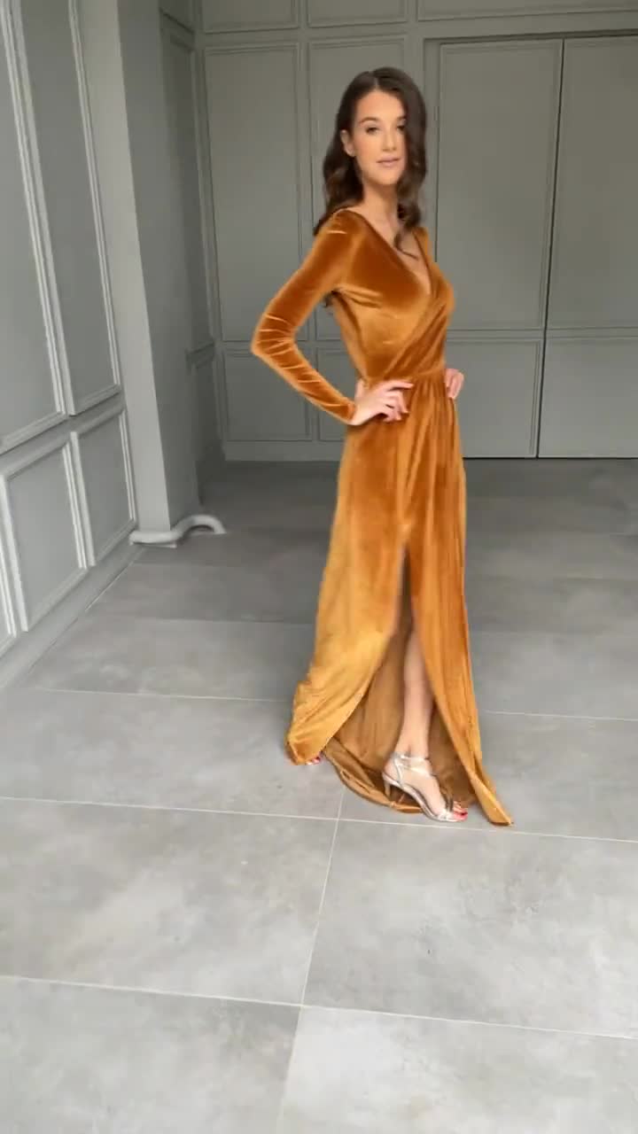 marigold velvet bridesmaid dress Colorful Sheath Strapless Romantic Silk Satin Long Bridesmaid Dresses, –  JLDressCA main image 1