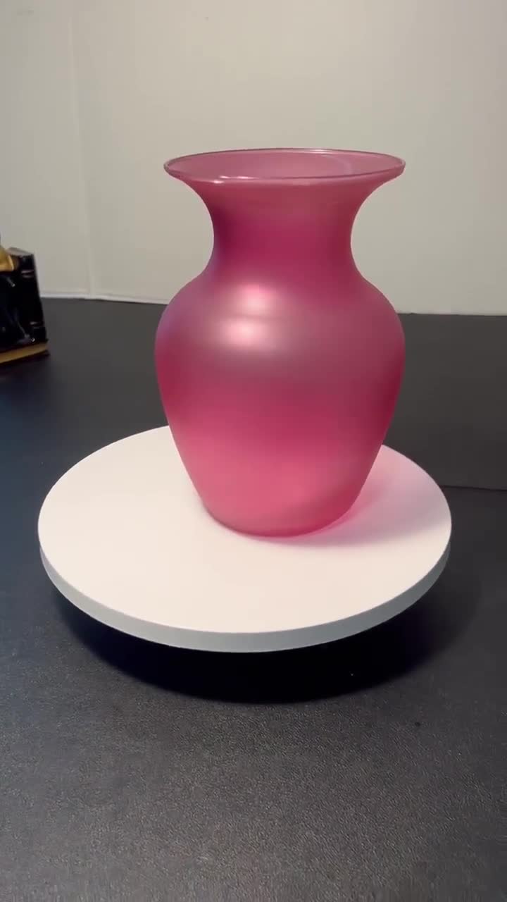 ビンテージ 花瓶 Dark Pink Satin Vase hora Vintage 1990s Amphora Urn Satin Frosted Pink Vase, 4.5x7” - Etsy