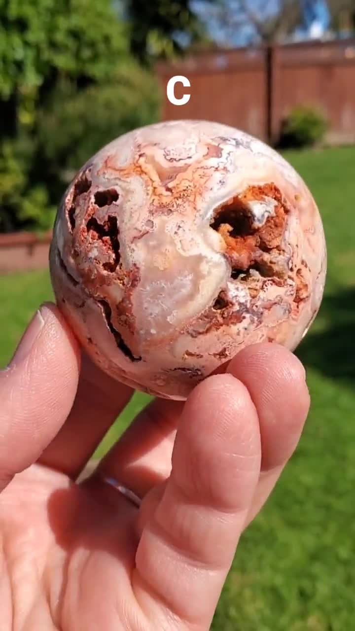 Pink Lace Agate Spheres - Balance of the Physical, Mental