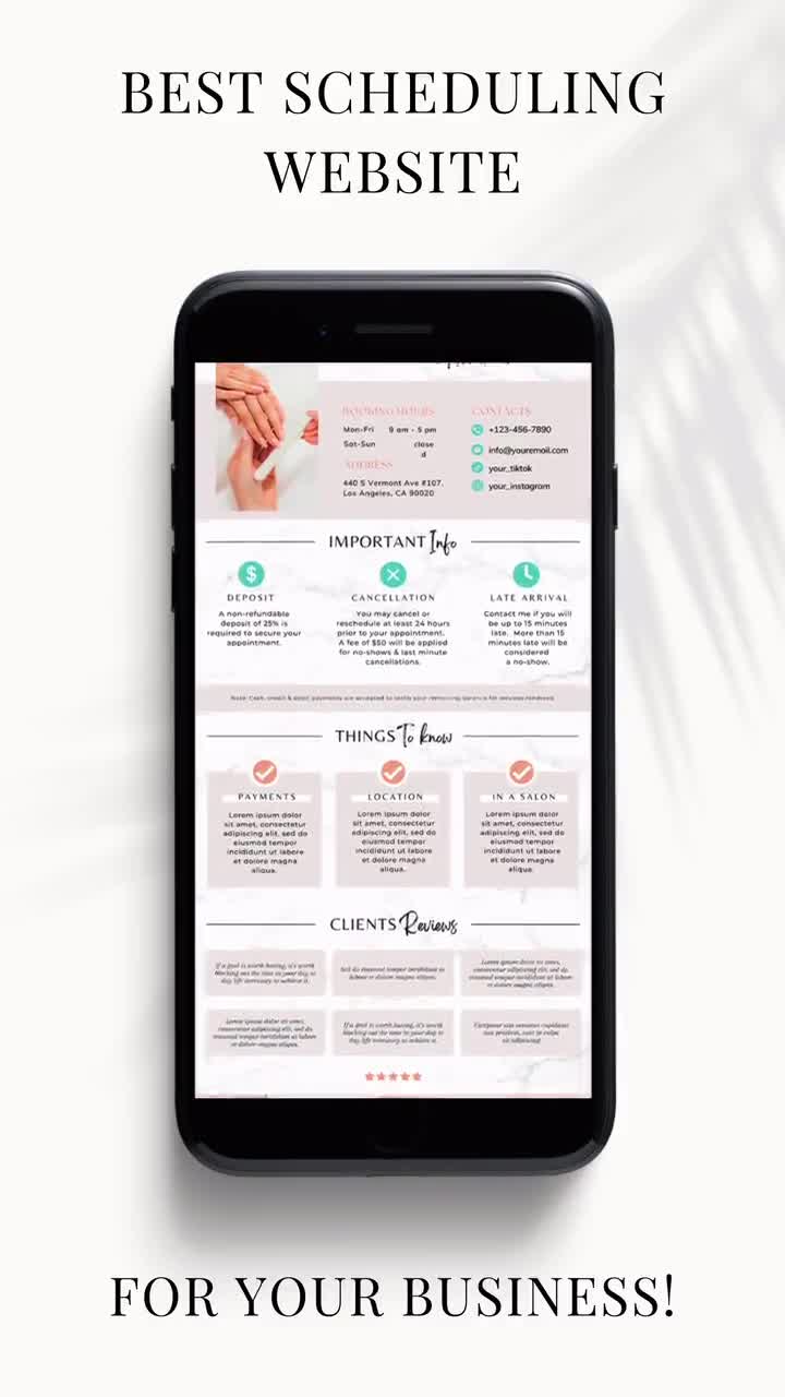 Acuity Nail Tech Template, Acuity Scheduling Template
