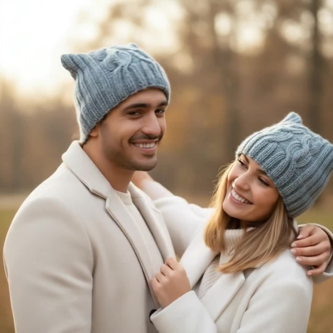Cat Ear Beanie – Kitty or Fox Inspired Knit Hat, Kawaii Winter