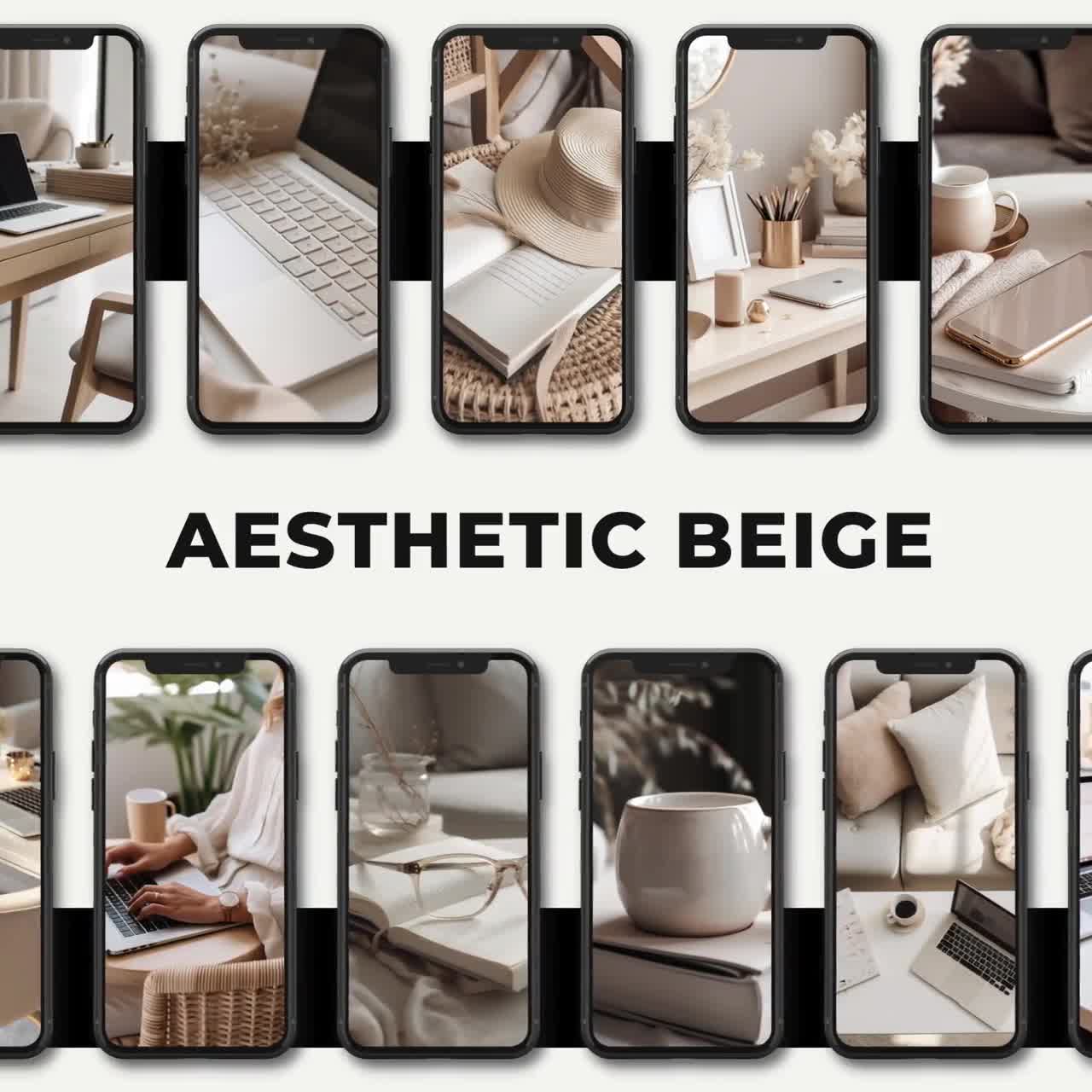 35 Aesthetic Beige Stock Image Collection | Canva (MRR+PLR) | Instant Download video poster