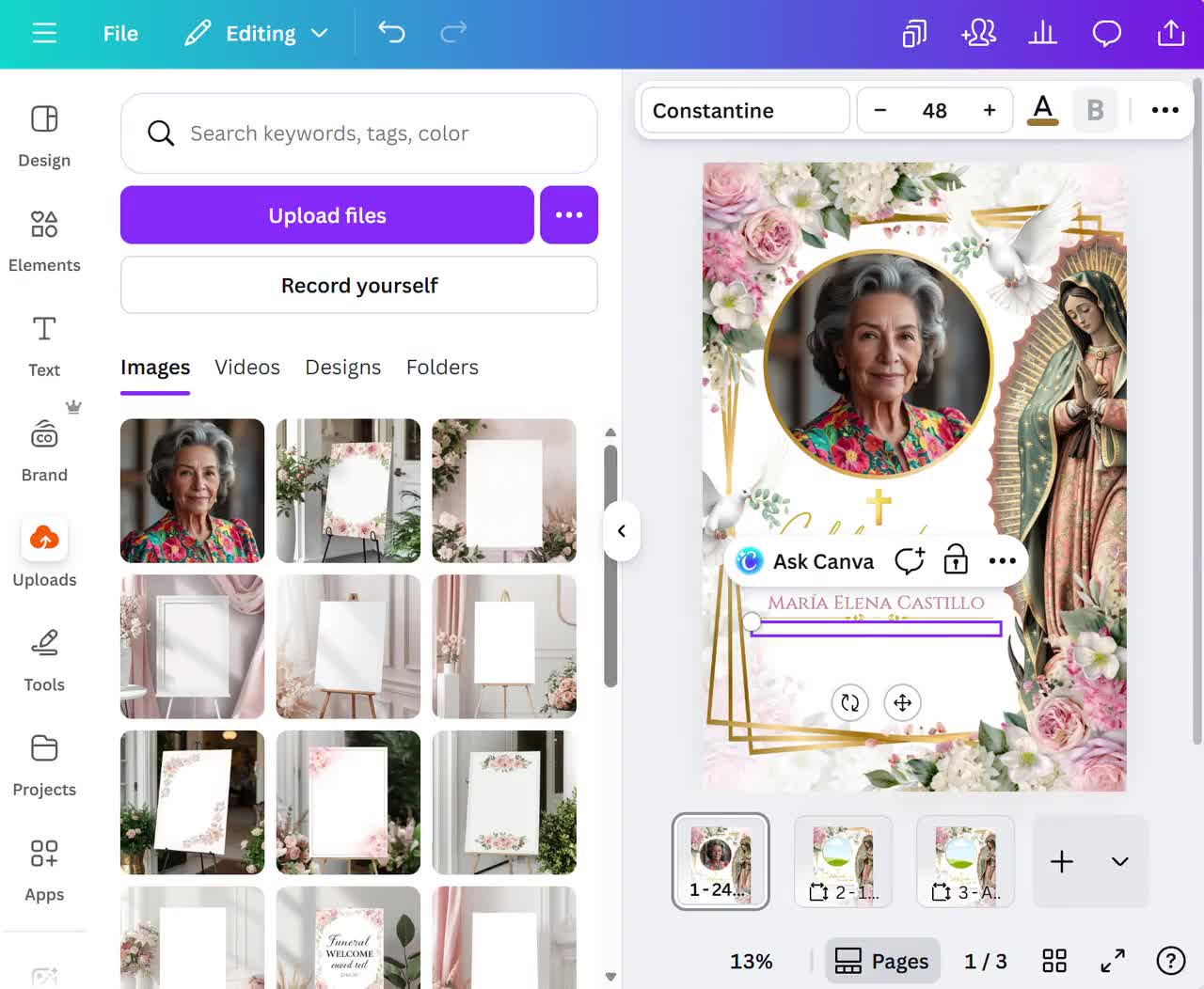 Editable Virgen de Guadalupe Funeral Sign, Cartel Bienvenida, In Loving Memory Poster, Spanish Celebration of Life, Memorial Sign Canva, SF1 video poster
