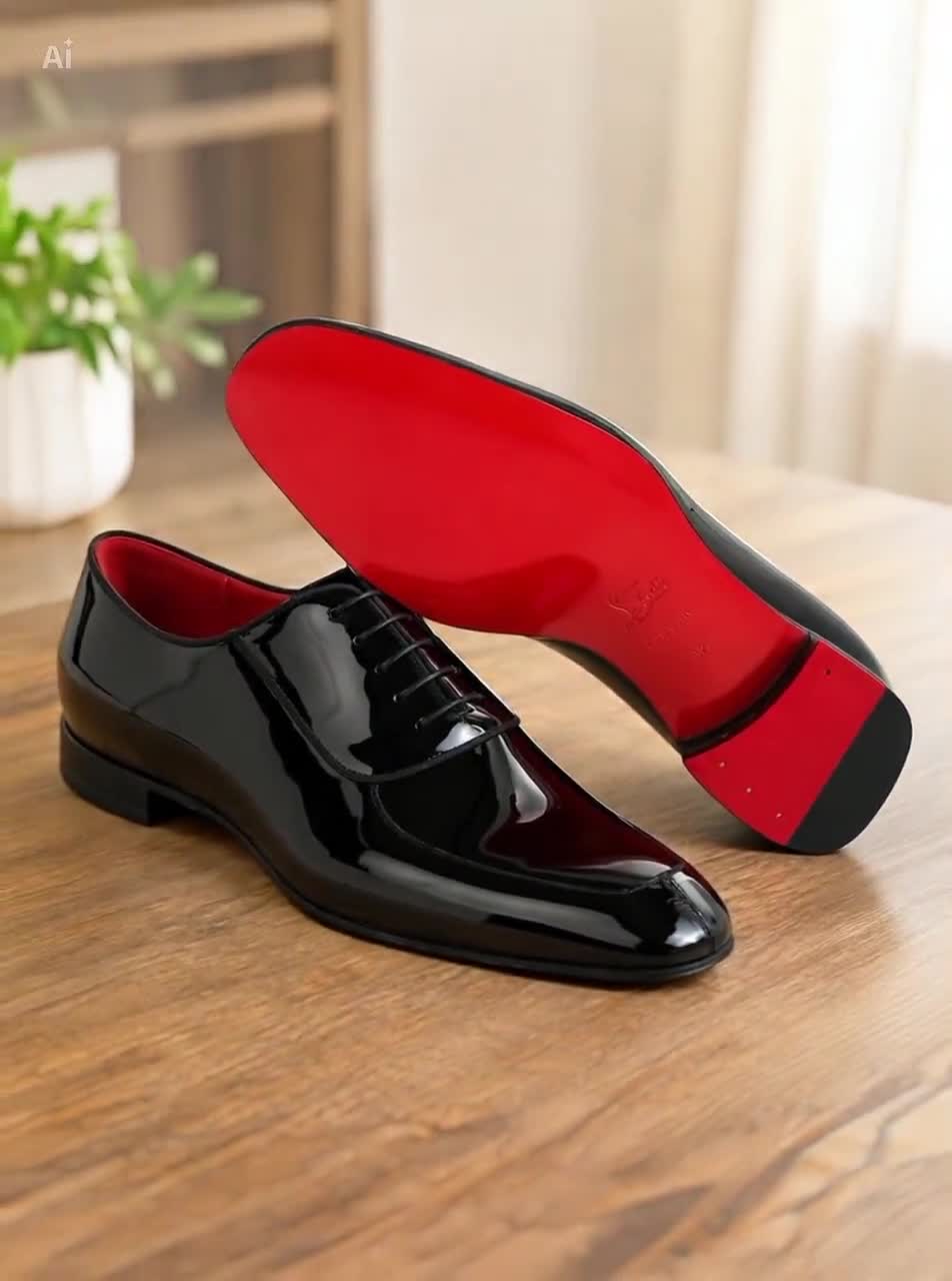 red bottoms mens dress shoes Style Men Christian Louboutin Style Red Bottom Shoes For Men – Handmade Black Patent Black shoes Size:6.0M/7.5W Colour: black and white Primavera Couture 14107 Curvy