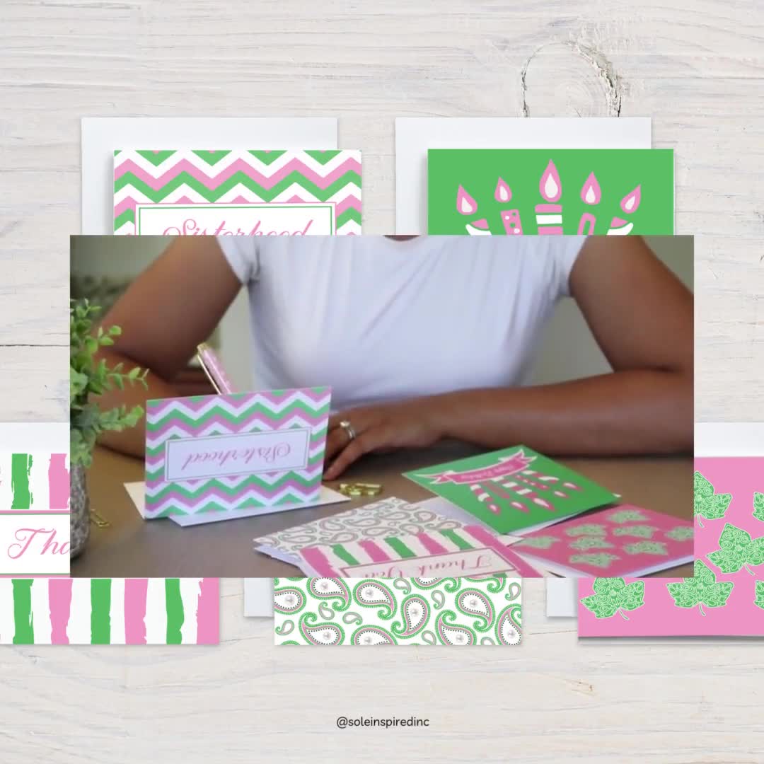Pink and Green Notecards Alpha Kappa Alpha AKA Inspired