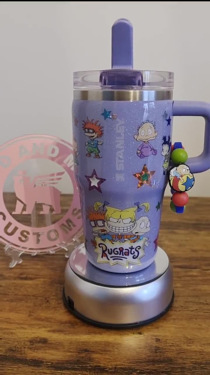 Vaso térmico Stanley Protour de 20 oz con diseño de hortensias brillantes de Rugrats, hecho a medida, nuevo con etiquetas. video poster