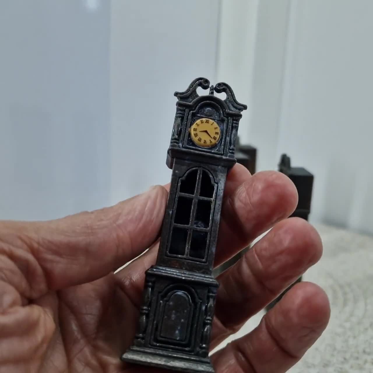 Vintage Miniature Grandfather Clock Pencil Sharpener Set – Bronze