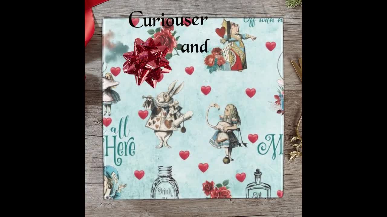 Printed Alice in Wonderland & The White Rabbit Wrapping Paper