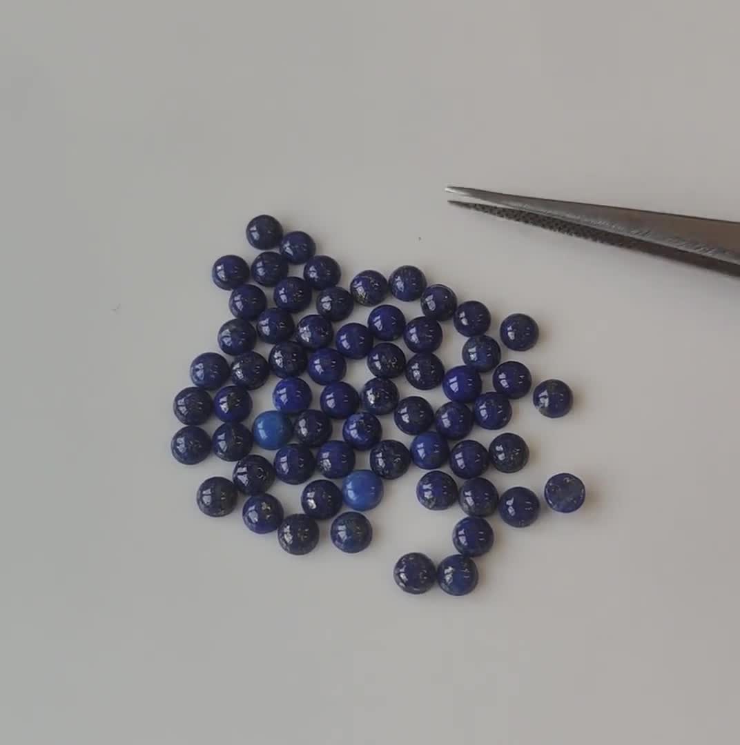 天然ラピスラズリ カボション - AAA グレード、10 mm ラウンドストーン