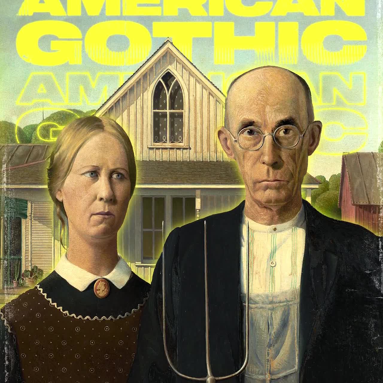 American Gothic by Grant Wood Art Print | Iconic Painting, Antique