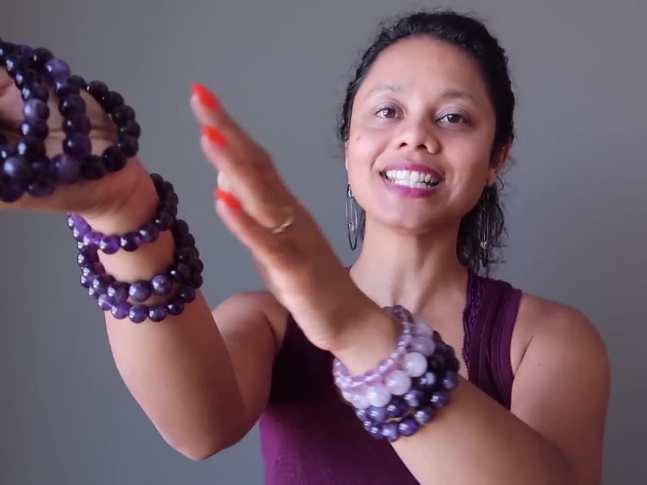 Amethyst Bead Bracelet: 6 Mm or 8 Mm Round Crystals premium Grade